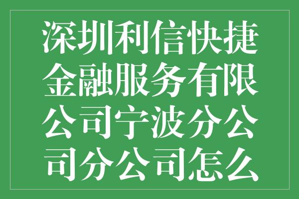 深圳利信快捷金融服务有限公司宁波分公司分公司怎么样