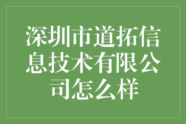 深圳市道拓信息技术有限公司怎么样