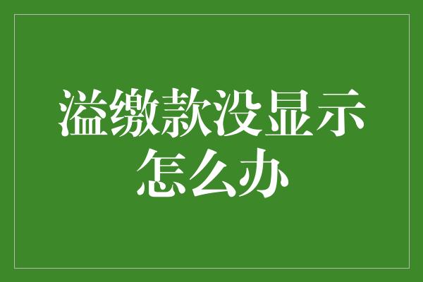 溢缴款没显示怎么办