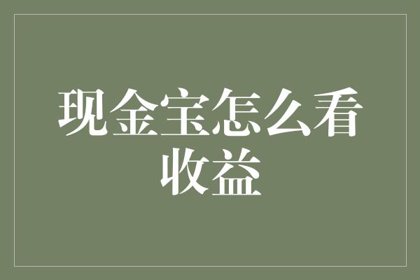 现金宝怎么看收益