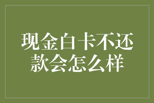 现金白卡不还款会怎么样