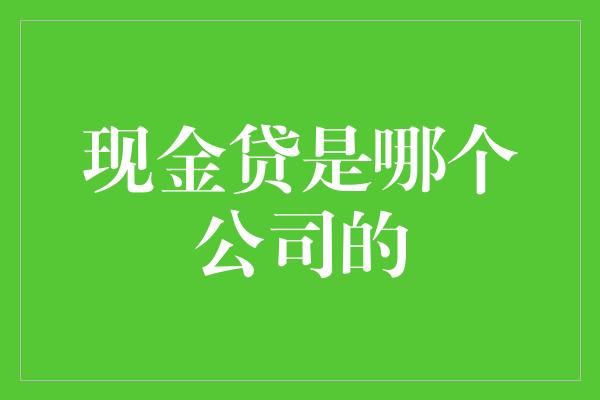 现金贷是哪个公司的