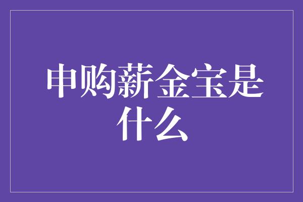 申购薪金宝是什么