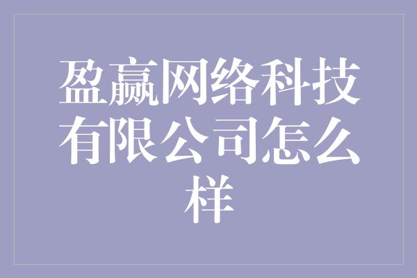 盈赢网络科技有限公司怎么样