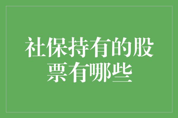 社保持有的股票有哪些