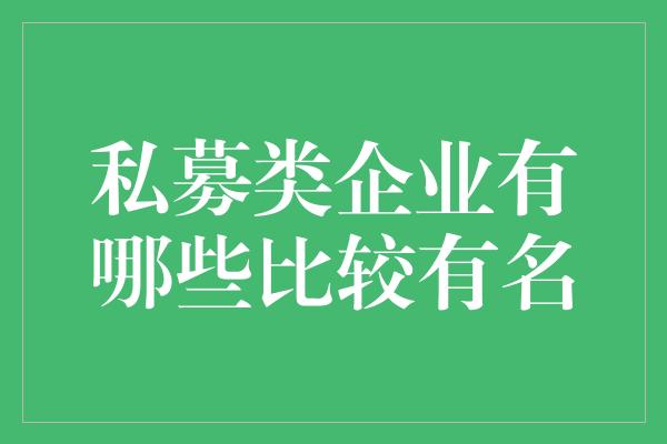 私募类企业有哪些比较有名