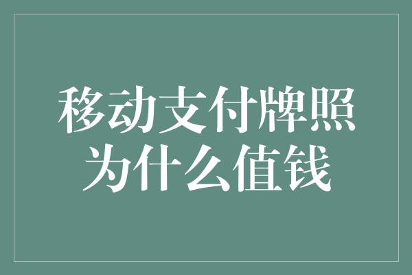 移动支付牌照为什么值钱