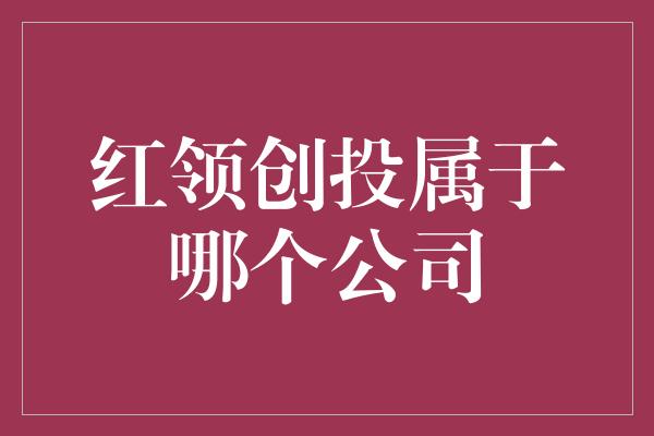 红领创投属于哪个公司