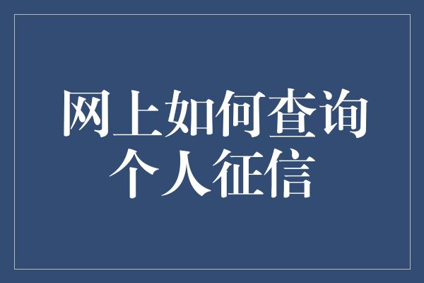 网上如何查询个人征信