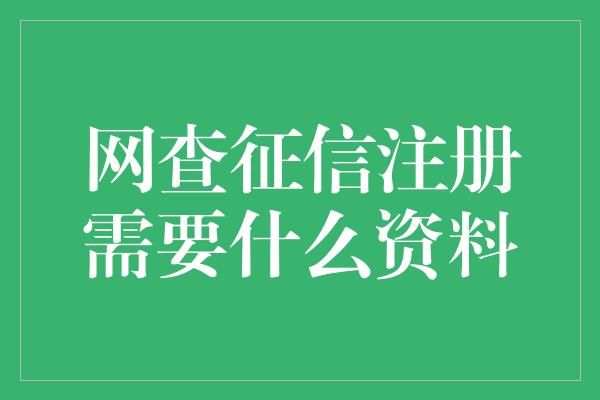 网查征信注册需要什么资料