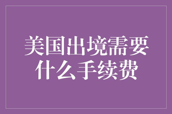 美国出境需要什么手续费