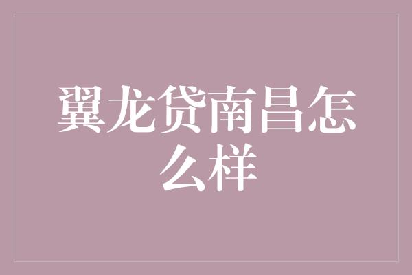 翼龙贷南昌怎么样