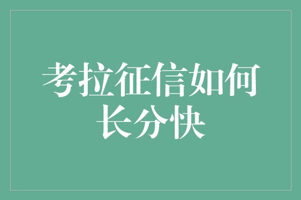 考拉征信如何长分快