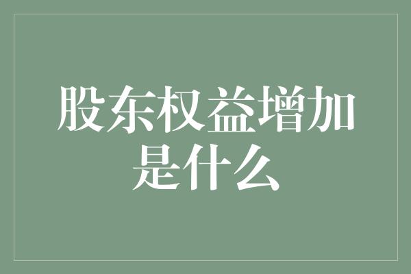 股东权益增加是什么