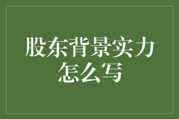 股东背景实力怎么写