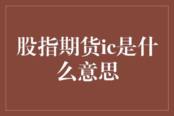 股指期货ic是什么意思