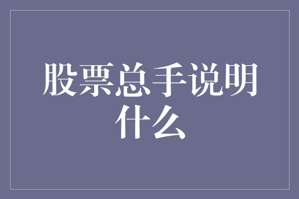 股票总手说明什么