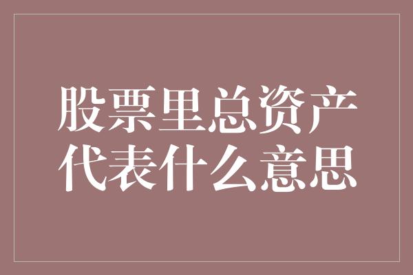 股票里总资产代表什么意思