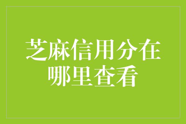 芝麻信用分在哪里查看