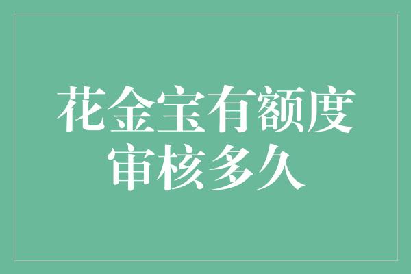 花金宝有额度审核多久