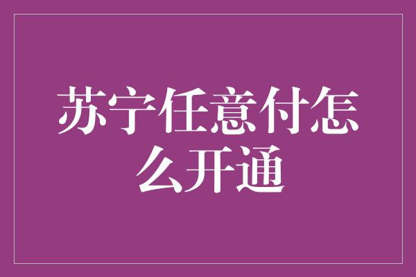 苏宁任意付怎么开通