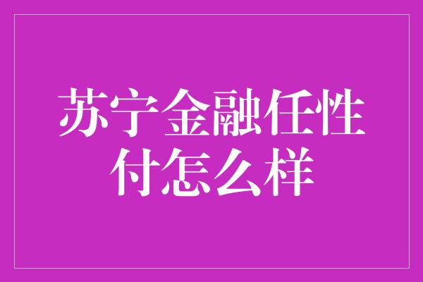 苏宁金融任性付怎么样