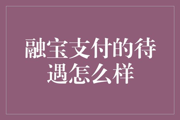 融宝支付的待遇怎么样