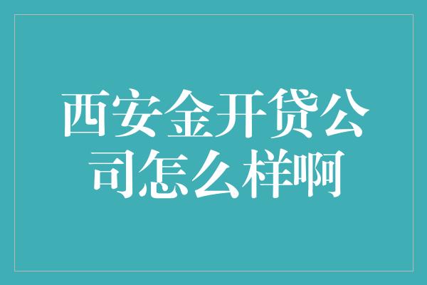 西安金开贷公司怎么样啊