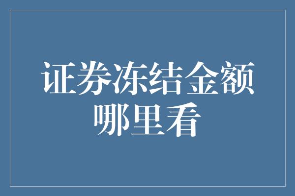 证券冻结金额哪里看