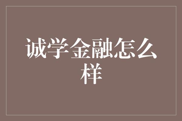 诚学金融怎么样