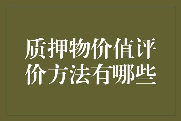 质押物价值评价方法有哪些