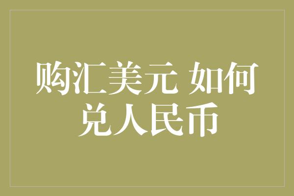 购汇美元 如何兑人民币