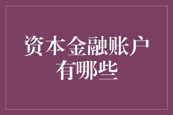 资本金融账户有哪些