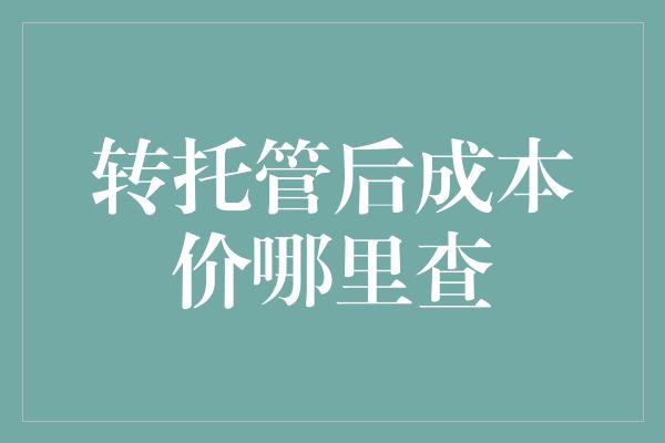 转托管后成本价哪里查