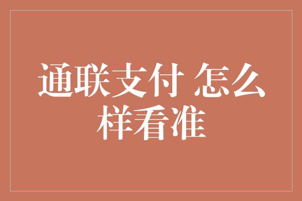 通联支付 怎么样看准