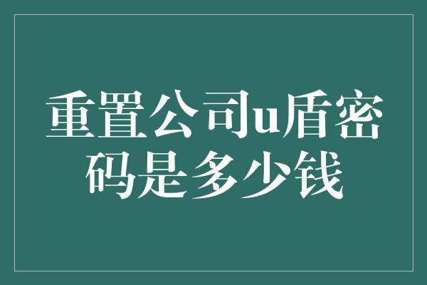 重置公司u盾密码是多少钱