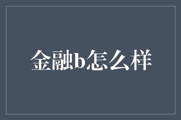 金融b怎么样