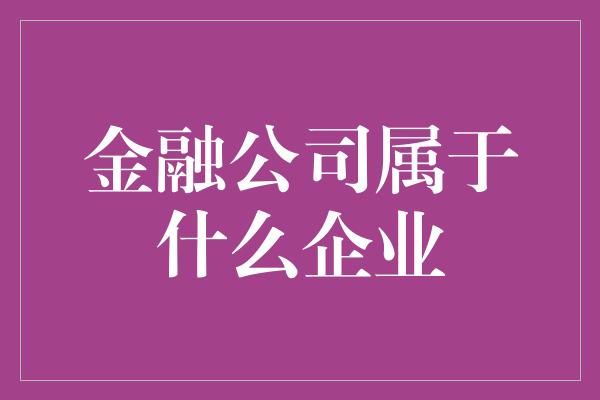 金融公司属于什么企业