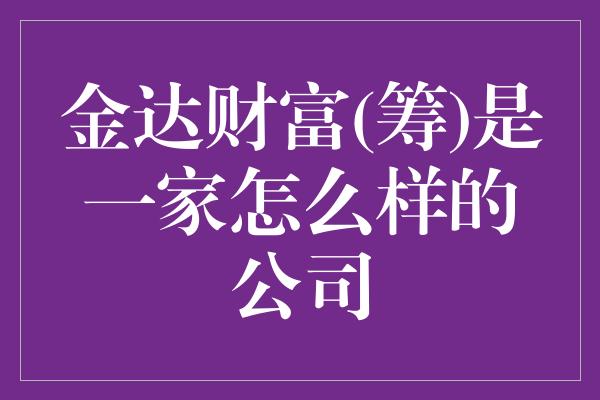 金达财富(筹)是一家怎么样的公司