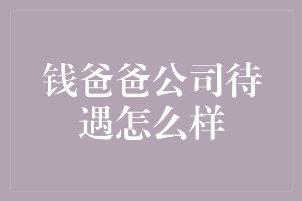 钱爸爸公司待遇怎么样