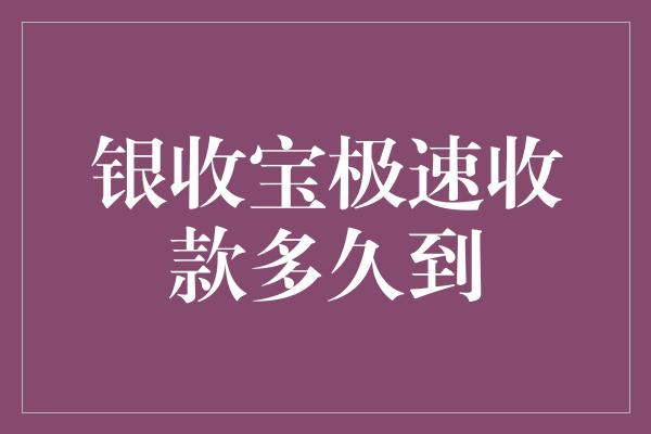 银收宝极速收款多久到