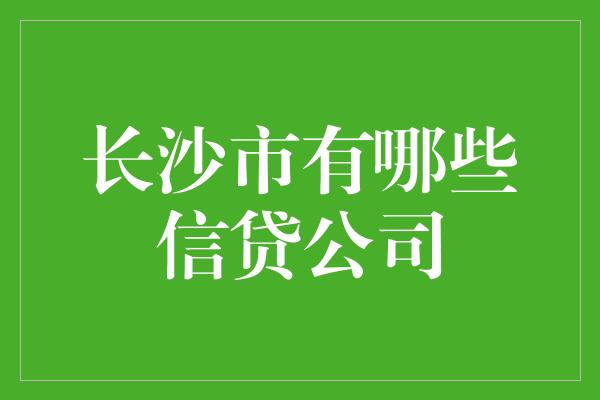 长沙市有哪些信贷公司