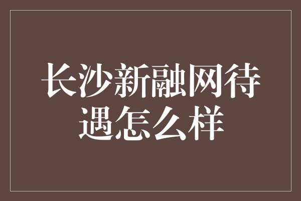 长沙新融网待遇怎么样