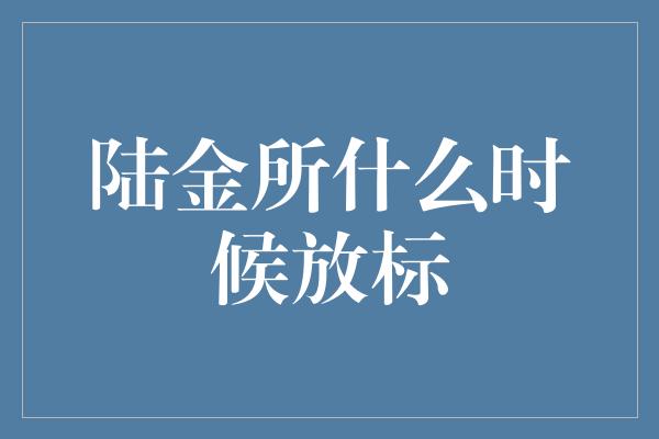 陆金所什么时候放标