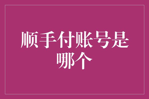 顺手付账号是哪个