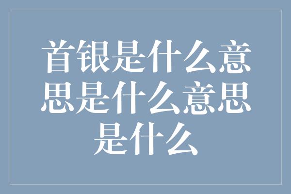 首银是什么意思是什么意思是什么