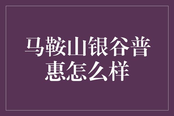 马鞍山银谷普惠怎么样