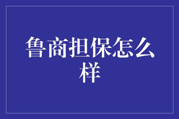 鲁商担保怎么样