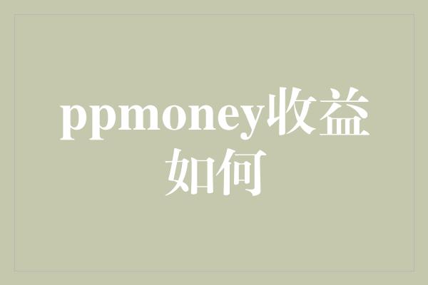 ppmoney收益如何