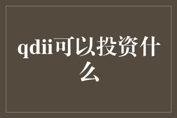 qdii可以投资什么